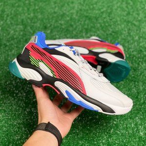 Puma RS Low Top Mens Running Shoes White Blue Red 382986-01 NEW Size 12